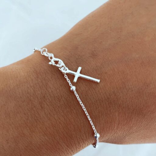 Pulsera denario 19cm con bolitas en Plata Fina 925