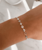 Pulsera círculos y cruz 17cm, en plata 925
