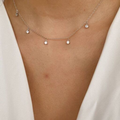 Collar cascada circon en Plata Fina 925