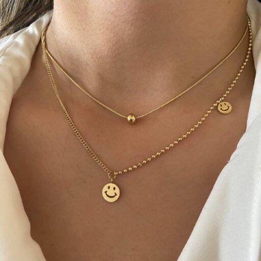 Collar Smile doble bañado en oro
