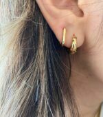 Argollas con Circones de colores bañado en oro 14k de acero inoxidable