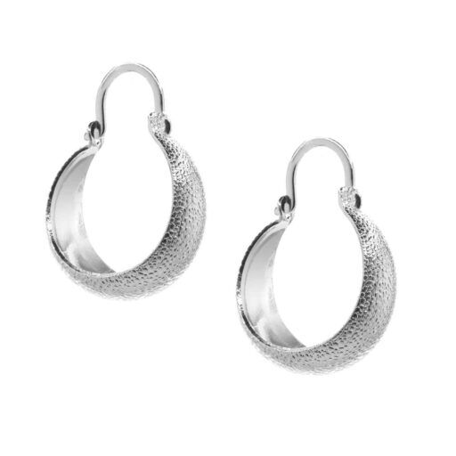 Aros bote textura bañados en plata, 16mm aprox